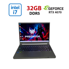 Ігровий ультрабук Acer Predator Triton 14 PT14-51 / 14" (2560x1600) IPS / Intel Core i7-13700H (14 (20) ядер по 2.4 - 5.0 GHz) / 32 GB DDR5 / 1000 GB SSD / nVidia GeForce RTX 4070, 8 GB GDDR6, 128-bit / WebCam