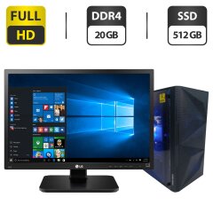 Комплект: ProLogix E113 Tower / Intel Xeon E3-1275 v5 (аналог Intel Core i7-6770) (4 (8) ядра по 3.6 - 4.0 GHz) / 20 GB DDR4 / 512 GB SSD / nVidia P106-100, 6 GB GDDR5, 192-bit / 500W + Монитор LG 24MB37PM-B / 24" (1920x1080) IPS