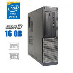 Компьютер Б-класс Dell OptiPlex 390 DT / Intel Core i5-2500K (4 ядра по 3.3 - 3.7 GHz) / 16 GB DDR3 / 120 GB SSD + 500 GB HDD / Intel HD Graphics 2000 / DVD-ROM