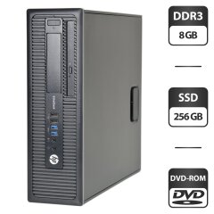 Комп'ютер HP EliteDesk 800 G1 SFF / Intel Core i3-4130 (2 (4) ядра по 3.4 GHz) / 8 GB DDR3 / 256 GB SSD / Intel HD Graphics 4400 / DVD-ROM / VGA