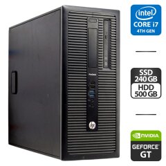 Компьютер HP ProDesk 600 G1 Tower / Intel Core i7-4770 (4 (8) ядра по 3.4 - 3.9 GHz) / 16 GB DDR3 / 240 GB SSD + 500 GB HDD / nVidia GeForce GT 730, 2 GB GDDR3, 64-bit / VGA