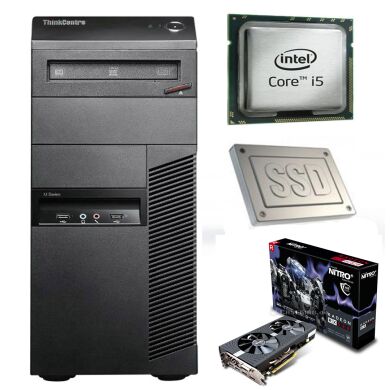Lenovo m81 Tower / Intel Core i5-2500 (4 ядра по 3.3-3.7GHz) / 8 GB DDR3 / 120 GB SSD new + 500 GB HDD / Radeon RX580 8GB GDDR5 256bit / БЖ 600W