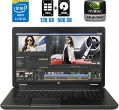 Мобільна робоча станція HP ZBook 17 G2 / 17.3" (1600x900) TN / Intel Core i5-4310M (2 (4) ядра по 2.7 - 3.4 GHz) / 12 GB DDR3 / 128 GB SSD + 500 GB HDD / nVidia Quadro K1100M, 2 GB GDDR5, 128-bit / WebCam / DVD-RW / Fingerprint