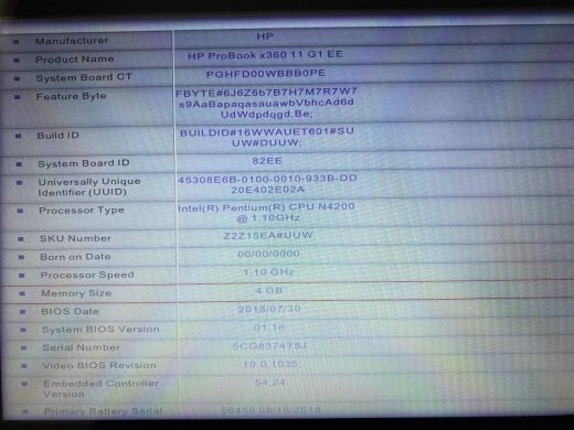 Нетбук-трансформер HP ProBook x360 11 G1 EE / 11.6" (1366x768) TN Touch / Intel Pentium N4200 (4 ядра по 1.1 - 2.5 GHz) / 4 GB DDR3 / 128 GB SSD / Intel HD Graphics 505 / WebCam / HDMI