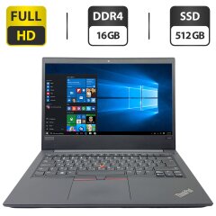 Ноутбук Б-класс Lenovo ThinkPad E485 / 14" (1920x1080) IPS / AMD Ryzen 5 2500U (4 (8) ядра по 2.0 - 3.6 GHz) / 16 GB DDR4 / 512 GB SSD / AMD Radeon Vega 8 Graphics / WebCam