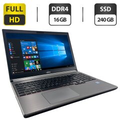 Ноутбук Fujitsu LifeBook E756 / 15.6'' (1920x1080) IPS / Intel Core i7-6500U (2 (4) ядра по 2.5 - 3.1 GHz) / 16 GB DDR4 / 240 GB SSD / Intel HD Graphics 520