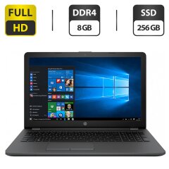Ноутбук HP 250 G6 / 15.6" (1920x1080) IPS / Intel Core i5-7200U (2 (4) ядра по 2.5 - 3.1 GHz) / 8 GB DDR4 / 256 GB SSD / Intel HD Graphics 620 / WebCam / DVD-ROM / VGA