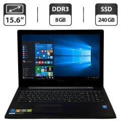 Ноутбук Lenovo G50-30 80G0 / 15.6" (1366x768) TN / Intel Pentium N3540 (4 ядра по 2.16 - 2.66 GHz) / 8 GB DDR3 / 240 GB SSD / Intel HD Graphics / WebCam / DVD-ROM / Windows 10 Pro