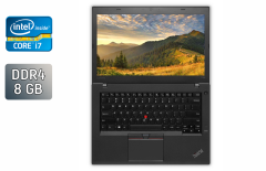 Ноутбук Lenovo ThinkPad T460 / 14" (1920x1080) IPS / Intel Core i7-6600U (2 (4) ядра по 2.6 - 3.4 GHz) / 8 GB DDR4 / 240 GB SSD / Intel HD Graphics 520 / WebCam / TouchID / Windows 10