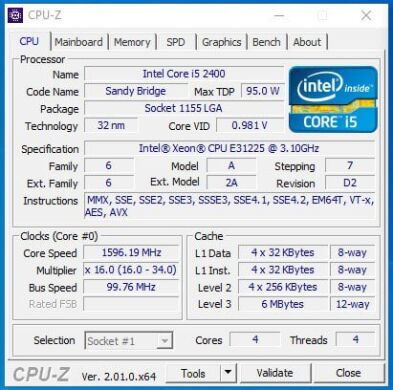 Процесор Intel Xeon E3-1225 (аналог i5-2400) / Сокет LGA1155