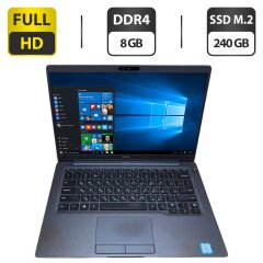 Ультрабук Б-клас Dell Latitude 7400 / 14" (1920x1080) IPS / Intel Core i5-8365U (4 (8) ядра по 1.6 - 4.1 GHz) / 8 GB DDR4 / 240 GB SSD M.2 / Intel UHD Graphics 620 / WebCam / Windows 10 ліцензія