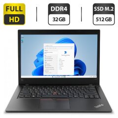 Ультрабук Lenovo ThinkPad L480 / 14" (1920x1080) IPS / Intel Core i7-8550U (4 (8) ядра по 1.8 - 4.0 GHz) / 32 GB DDR4 / 512 GB SSD M.2 / Intel UHD Graphics 620 / WebCam / HDMI / Windows 11 Pro