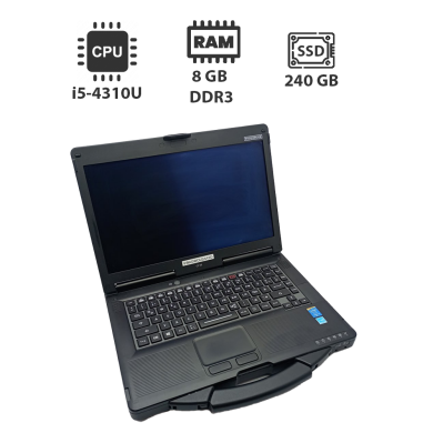 Защищенный ноутбук Panasonic Toughbook CF-53 / 14" (1366x768) TN / Intel Core i5-4310U (2 (4) ядра по 2.0 - 3.0 GHz) / 8 GB DDR3 / 240 GB SSD / Intel HD Graphics 4400 / HDMI