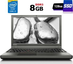 Ноутбук Lenovo ThinkPad T540p / 15.6" (1366x768) TN / Intel Core i5-4300M (2 (4) ядра по 2.6 - 3.3 GHz) / 8 GB DDR3 / 128 GB SSD / Intel HD Graphics 4600 / WebCam / DVD-RW / Fingerprint / miniDP / Windows 10 лицензия
