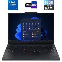 Новый ноутбук Б-класс Lenovo ThinkPad E16 Gen 3 / 16" (1920x1200) IPS Touch / Intel Core 5 210H (8 (12) ядер по 1.6 - 4.8 GHz) / 16 GB DDR5 / 512 GB SSD / Intel Graphics / WebCam