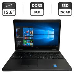 Ноутбук Б-класс Dell Latitude E5550 / 15.6" (1366x768) TN / Intel Core i5-5300U (2 (4) ядра по 2.3 - 2.9 GHz) / 8 GB DDR3 / 240 GB SSD / Intel HD Graphics 5500 / WebCam / HDMI