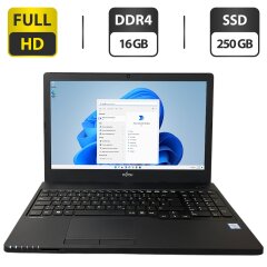 Ноутбук Fujitsu LifeBook A557 / 15.6" (1920x1080) IPS / Intel Core i5-7200U (2 (4) ядра по 2.5 - 3.1 GHz) / 16 GB DDR4 / 250 GB SSD / Intel HD Graphics 620 / WebCam / DVD-ROM