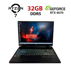Ігровий ноутбук Acer Nitro 16 AN16-41 / 16" (2560x1600) IPS / AMD Ryzen 7 7840HS (8 (16) ядер по 3.8 - 5.1 GHz) / 32 GB DDR5 / 1000 GB SSD / nVidia GeForce RTX 4070, 8 GB GDDR6, 128-bit / WebCam