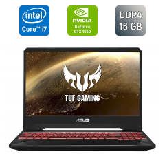 Ігровий ноутбук Б-клас Asus TUF Gaming FX505GD / 15.6" (1920x1080) IPS / Intel Core i7-9750H (6 (12) ядер по 2.6 - 4.5 GHz) / 16 GB DDR4 / 512 GB SSD / nVidia GeForce GTX 1650, 4 GB GDDR6, 128-bit / WebCam / HDMI