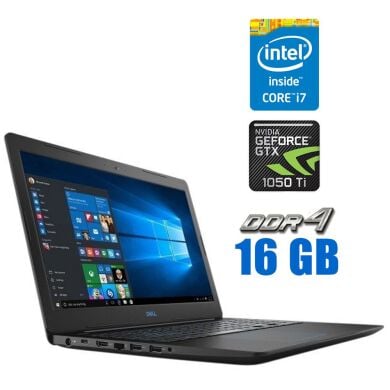 Игровой ноутбук Dell G3 3579 / 15.6" (1920x1080) IPS / Intel Core i7-8750H (6 (12) ядра по 2.2 - 4.1 GHz) / 16 GB DDR4 / 240 GB SSD M.2 / nVidia GeForce GTX 1050 Ti, 4 GB GDDR5, 128-bit / WebCam Игровой ноутбук Dell G3 3579 / 15.6" (1920x1080) IPS / Intel Core i7-8750H (6 (12) ядра по 2.2 - 4.1 GHz) / 16 GB DDR4 / 240 GB SSD M.2 / nVidia GeForce GTX 1050 Ti, 4 GB GDDR5, 128-bit / WebCam