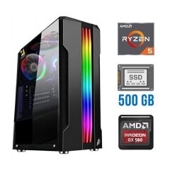 Игровой ПК / AMD Ryzen 5 3600 (6 (12) ядер по 3.6 - 4.2 GHz) / 16 GB DDR4 / 500 GB SSD / AMD Radeon RX 580, 8 GB GDDR5, 256-bit / 500W
