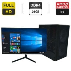 Комплект ПК: Qube Neptune Tower / Intel Core i5-7500 (4 ядра по 3.4 - 3.8 GHz) / 24 GB DDR4 / 256 SSD M.2 + 480 GB SSD + 500 GB HDD / AMD Radeon RX 570, 8 GB GDDR5, 256-bit + Монитор Prologix P2525HF / 25" (1920x1080) IPS