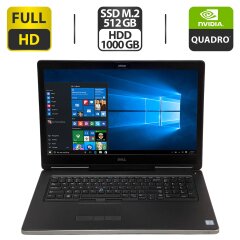 Мобільна робоча станція Б-клас Dell Precision 7710 / 17.3" (1920x1080) IPS / Intel Core i7-6920HQ (4 (8) ядра по 2.9 - 3.8 GHz) / 32 GB DDR4 / 512 GB SSD M.2 + 1000 GB HDD / nVidia Quadro M4000M, 4 GB GDDR5, 256-bit / WebCam / Windows 10 Pro