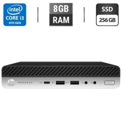 Неттоп HP ProDesk 600 G4 USFF / Intel Core i3-8100T (4 ядра по 3.1 GHz) / 8 GB DDR4 / 256 GB SSD / Intel UHD Graphics 630 / DisplayPort + Блок питания