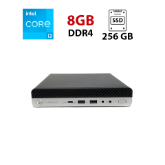 Неттоп HP ProDesk 600 G5 DM USFF / Intel Core i3-9100T (4 ядра по 3.1 - 3.7 GHz) / 8 GB DDR4 / 256 GB SSD M.2 NVMe / Intel UHD Graphics 630 / Win 11 Pro Lic