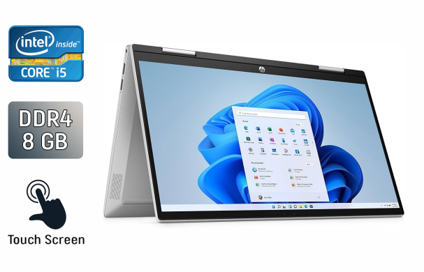 Ноутбук-трансформер Б-класс HP Pavilion x360 15-er0051nr / 15.6" (1920x1080) IPS Touch / Intel Core i5-1135G7 (4 (8) ядра по 2.4 - 4.2 GHz) / 8 GB DDR4 / 512 GB SSD / Intel Iris Xe Graphics / WebCam / TouchID / Windows 11 Ноутбук-трансформер Б-класс HP Pavilion x360 15-er0051nr / 15.6" (1920x1080) IPS Touch / Intel Core i5-1135G7 (4 (8) ядра по 2.4 - 4.2 GHz) / 8 GB DDR4 / 512 GB SSD / Intel Iris Xe Graphics / WebCam / TouchID / Windows 11