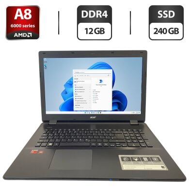 Ноутбук Acer Aspire E5-721 / 17.3" (1600x900) TN / AMD A8-6410 (4 ядра по 2.0 - 2.4 GHz) / 12 GB DDR5 / 240 GB SSD / AMD Radeon R5 Graphics / WebCam