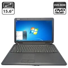 Ноутбук Asus K50C / 15.6" (1366x768) TN / Intel Celeron 220 (1 ядро по 1.2 GHz) / 4 GB DDR2 / 120 GB HDD / Intel Graphics / WebCam / DVD-ROM / АБК не держит