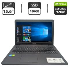 Ноутбук Asus X555S / 15.6" (1366x768) TN / Intel Celeron N3150 (4 ядра по 1.6 - 2.08 GHz) / 4 GB GDDR3 / 180 GB SSD / nVidia GeForce 920M, 1 GB GDDR3, 64-bit / WebCam / DVD-ROM