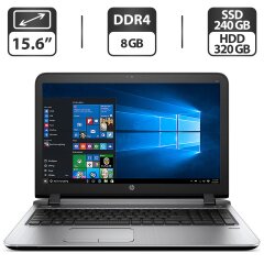 Ноутбук HP ProBook 450 G3 / 15.6" (1366x768) TN / Intel Core i3-6100U (2 (4) ядра по 2.3 GHz) / 8 GB DDR4 / 240 GB SSD + 320 GB HDD / Intel HD Graphics 520 / WebCam / DVD-ROM
