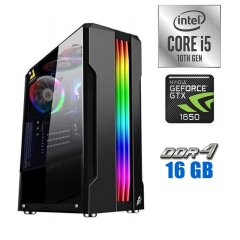 Новий ігровий ПК Tower / Intel Core i5-10400F (6 (12) ядер по 2.9 - 4.3 GHz) / 16 GB DDR4 / 500 GB SSD M.2 / nVidia GeForce GTX 1650, 4 GB GDDR5, 128-bit / 500W 