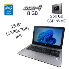 Ультрабук HP 250 G5 / 15.6" (1366x768) IPS / Intel Core i5-6200U (2 (4) ядра по 2.3 - 2.8 GHz) / 8 GB DDR4 / 256 GB SSD NVME / WebCam / Windows 10 Pro LIC