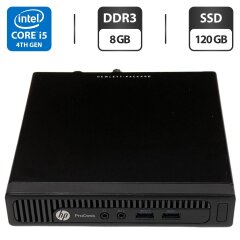 Неттоп HP ProDesk 600 G1 Mini PC USFF / Intel Core i5-4590T (4 ядра по 2.0 - 3.0 GHz) / 8 GB DDR3 / 120 GB SSD / Intel HD Graphics 4600 / Блок питания