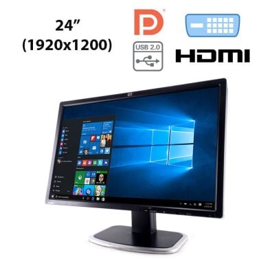 Монітор HP LP2475w / 24" (1920x1200) S-IPS / DVI, DP, HDMI, USB-Hub + Кабель живлення