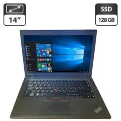Ноутбук Б-класс Lenovo ThinkPad T450 / 14" (1366x768) TN / Intel Core i5-5300U (2 (4) ядра по 2.3 - 2.9 GHz) / 8 GB DDR3 / 128 GB SSD / Intel HD Graphics 5500 / WebCam
