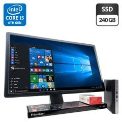 Комплект ПК: неттоп HP EliteDesk 800 G3 Desktop Mini USFF / Intel Core i5-6500T (4 ядер по 2.5 - 3.1 GHz) / 4 GB DDR4 / 240 GB SSD / Intel UHD Graphics 630 + Монітор Dell / 24" (1920x1080) TN / Різні бренди