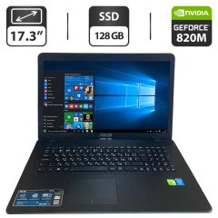 Ноутбук Б-клас Asus F751L / 17.3" (1600x900) TN / Intel Core i5-4210U (2 (4) ядра по 1.7 - 2.7 GHz) / 12 GB DDR3 / 128 GB SSD / nVidia GeForce 820M, 2 GB GDDR3, 128-bit / WebCam / VGA