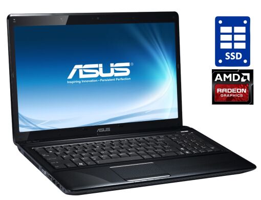 Ігровий ноутбук Asus A52JK / 15.6" (1366x768) TN / Intel Core i3-350M (2 (4) ядра по 2.3 GHz) / 4 GB DDR3 / 240 GB SSD / AMD Radeon HD 4500, 512 MB GDDR3, 64-bit / WebCam / DVD-ROM / Win 7 Home Ігровий ноутбук Asus A52JK / 15.6" (1366x768) TN / Intel Core i3-350M (2 (4) ядра по 2.3 GHz) / 4 GB DDR3 / 240 GB SSD / AMD Radeon HD 4500, 512 MB GDDR3, 64-bit / WebCam / DVD-ROM / Win 7 Home