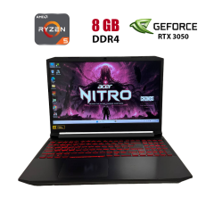 Игровой ноутбук Б-класс Acer Nitro 5 AN515-45 / 15.6" (1920x1080) IPS / AMD Ryzen 5 5600H (6 (12) ядер по 3.0 - 4.2 GHz) / 8 GB DDR4 / 512 GB SSD NVMe / nVidia GeForce RTX 3050, 4 GB GDDR6, 128-bit / WebCam