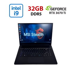 Ігровий ноутбук MSI Stealth GS66 12UGS / 15.6" (1920x1080) IPS / Intel Core i9-12900H (14 (20) ядер по 3.8 - 5.0 GHz) / 32 GB DDR5 / 1000 GB SSD / nVidia GeForce RTX 3070 Ti, 8 GB GDDR6, 256-bit / WebCam