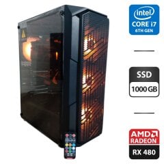 Игровой ПК 1stPlayer XF Fire Base Tower / Intel Core i7-6700 (4 (8) ядра по 3.4 - 4.0 GHz) / 16 GB DDR4 / 1000 GB SSD / AMD Radeon RX 480, 8 GB GDDR5, 256-bit / 600W
