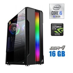 Ігровий ПК Tower NEW / Intel Core i5-11400F (6 (12) ядер по 2.6 - 4.4 GHz) NEW / 16 GB DDR4 NEW / 480 GB SSD NEW + 500 GB HDD / nVidia GeForce GTX 1070 Ti, 8 GB GDDR5, 256-bit / 600W NEW