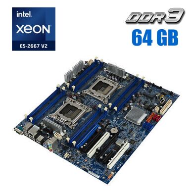 Комплект: Материнська плата Lenovo C30 / LGA2011 / 2x Intel Xeon E5-2660 v2 (10 (20) ядер по 2.2 - 3.0 GHz) / 64 GB DDR3