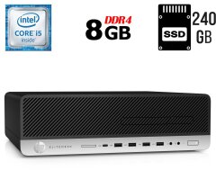 Компьютер HP EliteDesk 800 G3 SFF / Intel Core i5-6500 (4 ядра по 3.2 - 3.6 GHz) / 8 GB DDR4 / 240 GB SSD / Intel HD Graphics 530 / 180W / DVD-ROM / USB 3.1 / DisplayPort