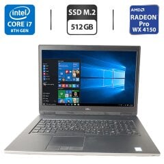 Мобильная рабочая станция Dell Precision 7730 / 17.3" (1920x1080) IPS / Intel Core i7-8750H (6 (12) ядер по 2.2 - 4.1 GHz) / 32 GB DDR4 / 512 GB SSD M.2 / AMD Radeon Pro WX 4150, 4 GB GDDR5, 128-bit / WebCam