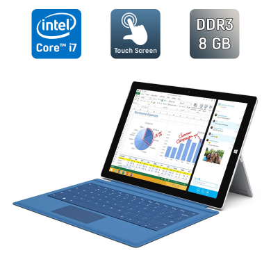 Нетбук-трансформер Microsoft Surface Pro 3 / 12" (2160x1440) IPS Touch / Intel Core i7-4650U (2 (4) ядра по 1.7 - 3.3 GHz) / 8 GB DDR3 / 512 GB SSD / Intel HD Graphics 5000 / WebCam